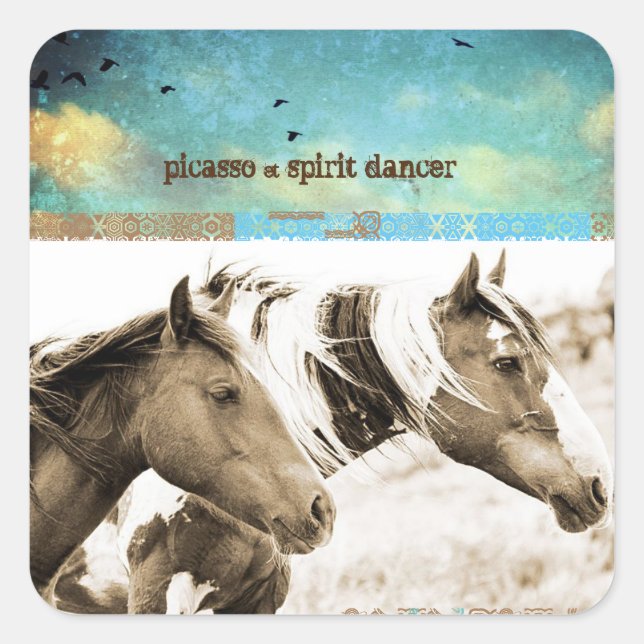 Stickers Cheval Sauvage Photo Picasso Boho (Devant)
