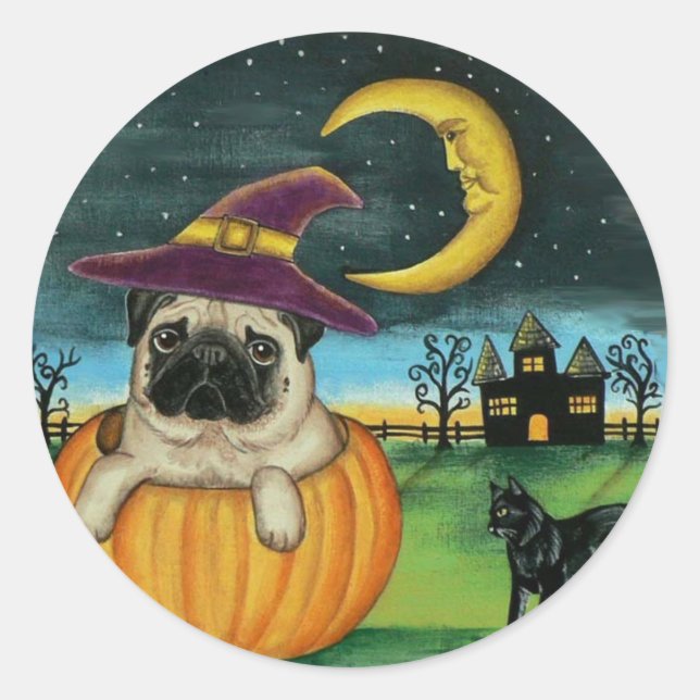 Stickers Chien Carlin Halloween (Devant)