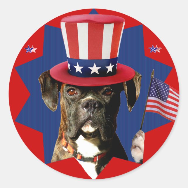 Stickers Chien de boîte patriotique (Devant)