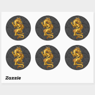Stickers chinois Lucky Gold Dragon
