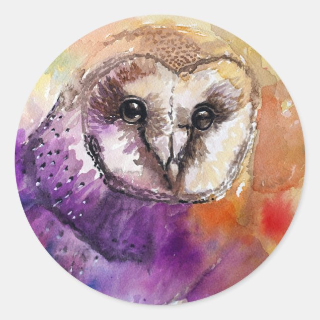 Stickers Chouette aquarelle (Devant)