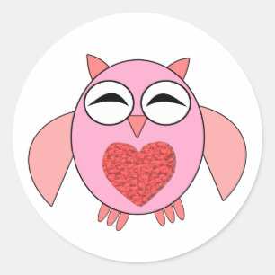 Stickers Chouette Coeur Rose Love