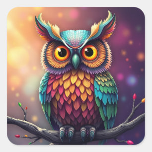Stickers Chouette colorée