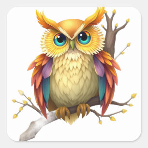 Stickers Chouette colorée