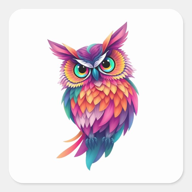 Stickers Chouette colorée (Devant)