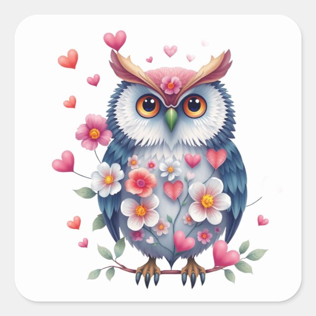 Stickers Chouette Romantique (Devant)
