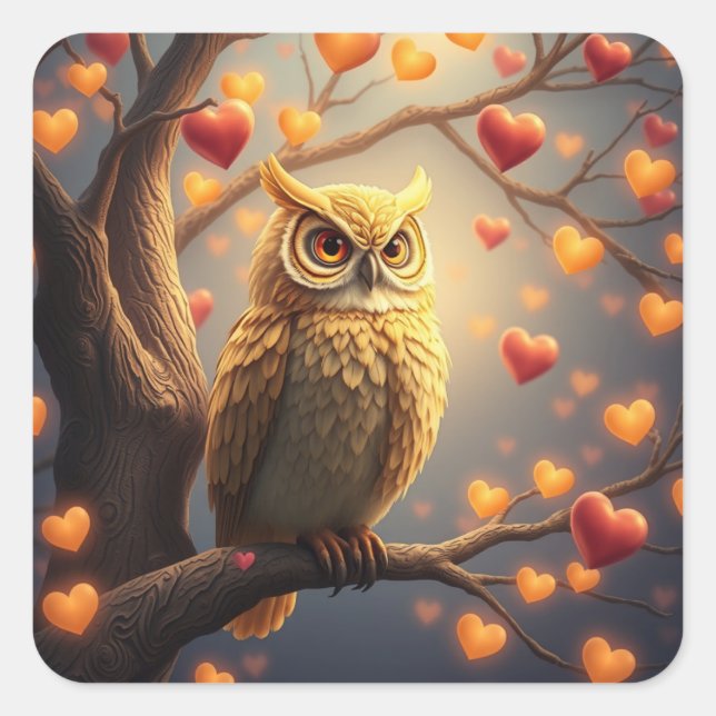 Stickers Chouette Romantique (Devant)