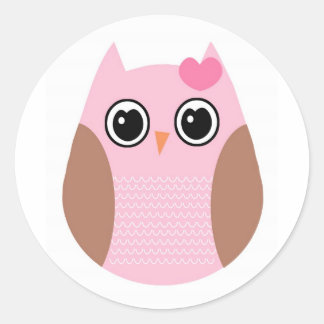 Stickers Chouette rose et Brown