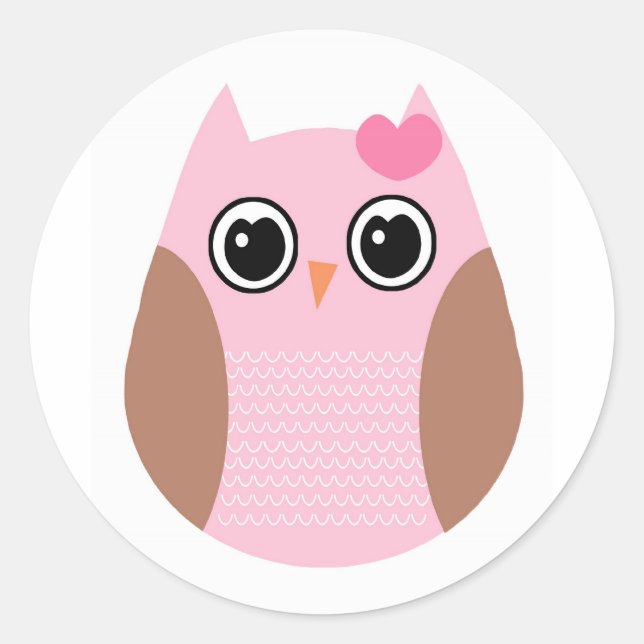 Stickers Chouette rose et Brown (Devant)