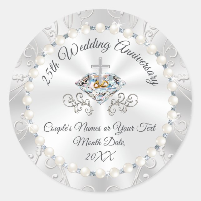 Stickers Christian 25e anniversaire pour enveloppe (Devant)