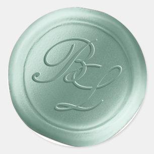 Stickers cire à double monogramme vert Mint