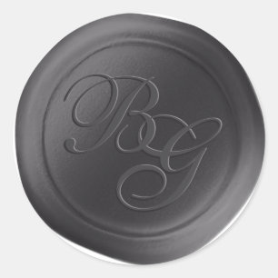 Stickers cire double monogramme gris foncé