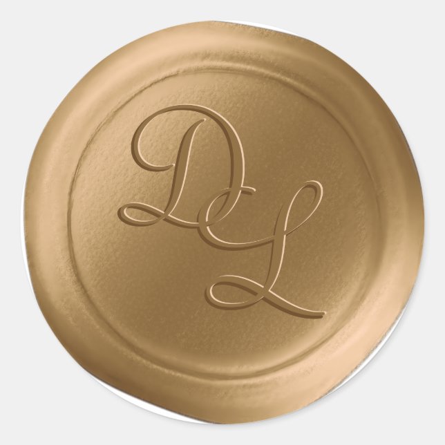 Stickers cire Monogramme or antique 2 lettres (Devant)