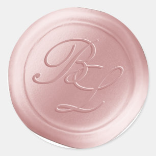 Stickers cire rose pâle double monogramme