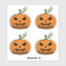 Stickers Citrouille 4PC - Halloween Jack-o'Lantern