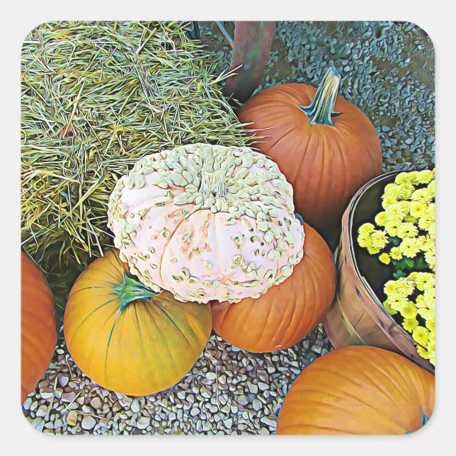 Stickers citrouille et Hay Bale Halloween (Devant)