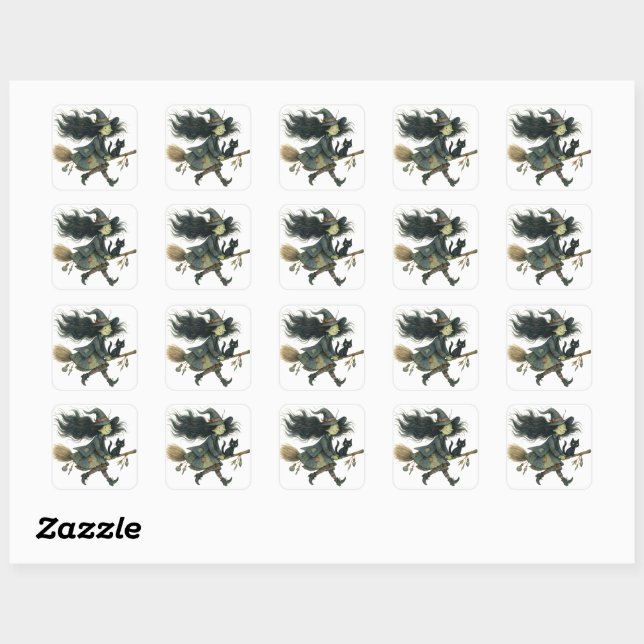 Stickers Citrouille gothique et chat Halloween feu (Feuille)