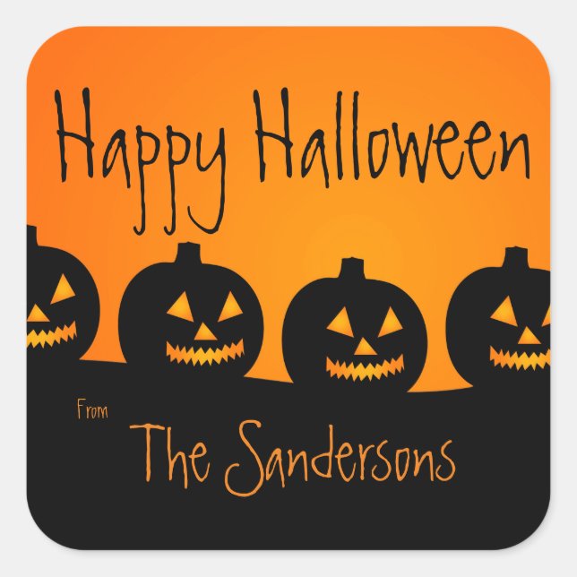 Stickers Citrouilles d'Halloween orange et noir (Devant)