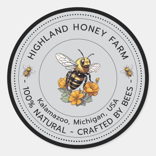 Stickers Classic Pure Honey Round Design modifiabl (Devant)