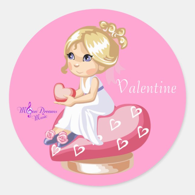 Stickers Classic Round Girl with Hearts (Devant)
