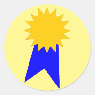Stickers Classroom Simple Blue Ribbon Gold Star
