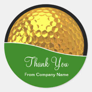 Stickers Classy Golf Gold Tone Golf Ball Merci