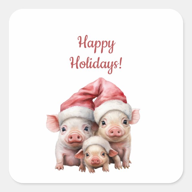 Stickers Cochons de Noël personnalisés (Devant)