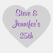 Stickers Coeur 25e anniversaire Mariage d'argent 2