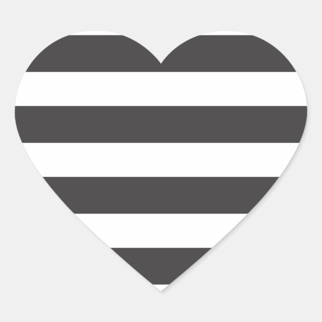 Stickers Coeur à rayures noir et blanc (Devant)