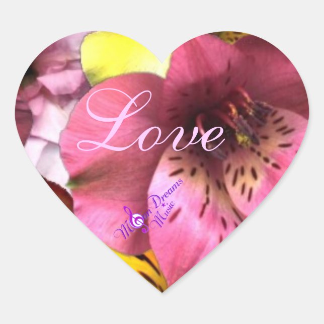 Stickers Coeur Amour et Fleurs (Devant)