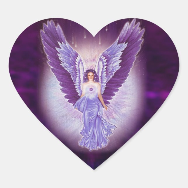 Stickers Coeur Ange Violet Amethyst (Devant)