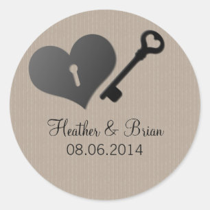 Stickers Coeur Beige et Stickers Mariage Clé