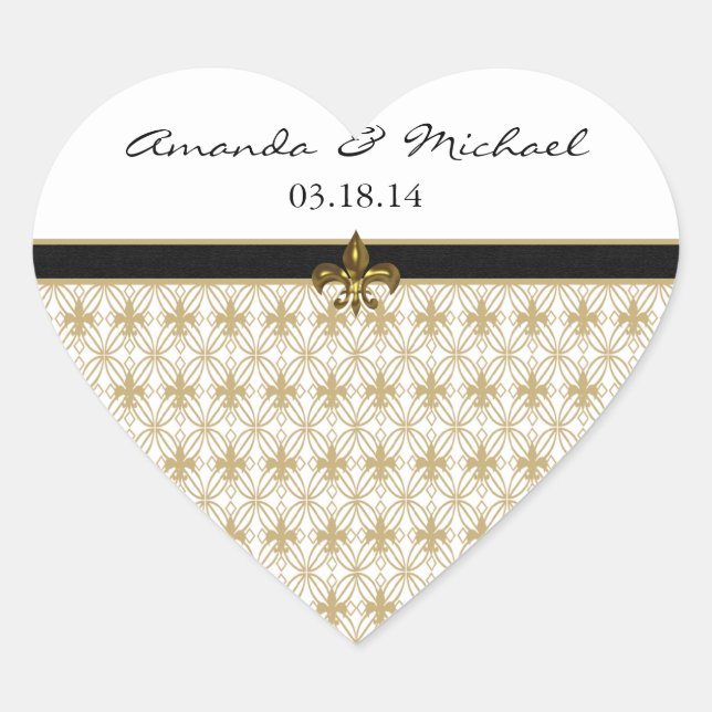 Stickers Coeur Black Gold Fleur de Lis (Devant)