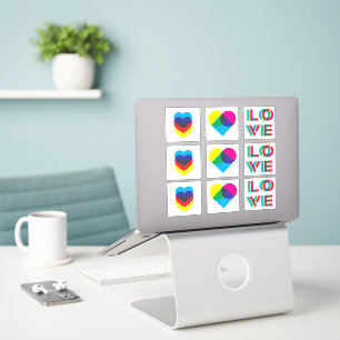 Stickers Coeur d'Amour Assorti CMYK