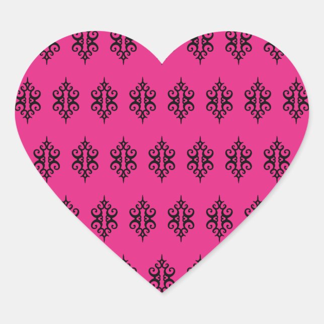 Stickers Coeur de dentelle rose vif (Devant)