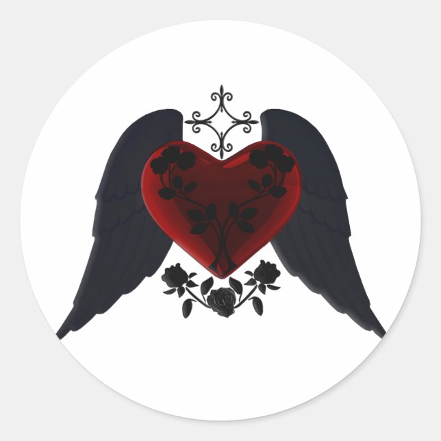Stickers Coeur de Goth à ailes noires (Devant)