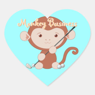 Stickers Coeur de singe de golf