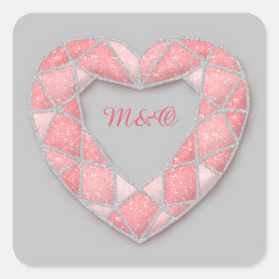 stickers coeur en diamant rose