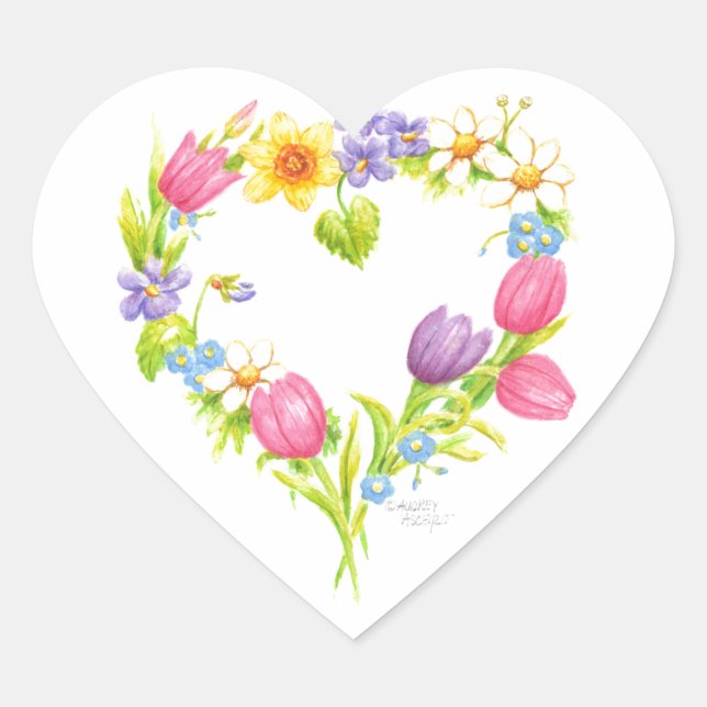 Stickers Coeur Fleurs de ressort (Devant)