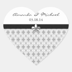 Stickers Coeur Gris Personnalisé Fleur de Lis