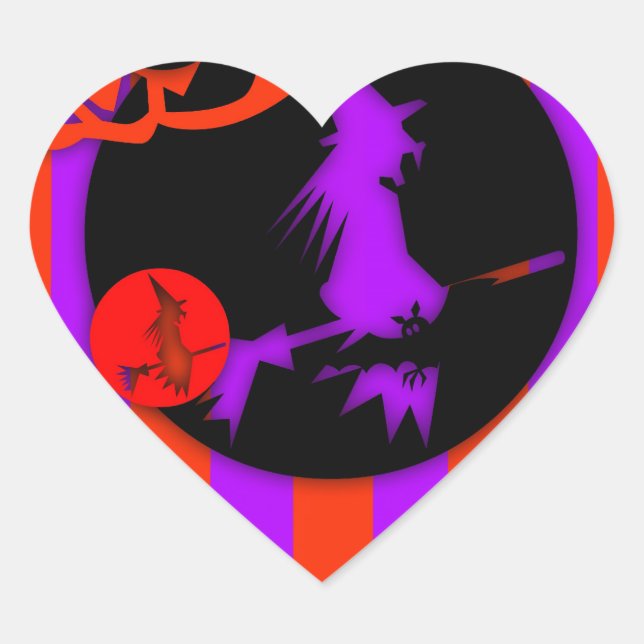 Stickers Coeur Halloween couleur Pop électrique (Devant)