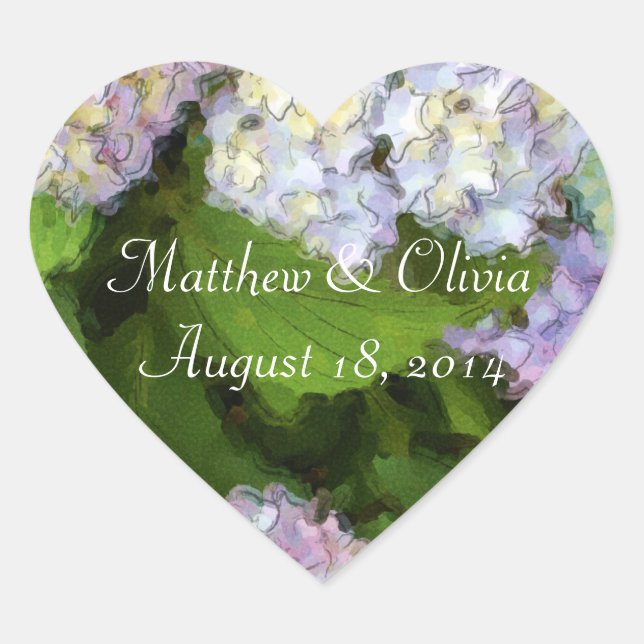 Stickers Coeur Hydrangeas Watercolor (Devant)
