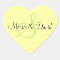 Stickers Coeur Jaune Monogramme S | Sceau d'envelo
