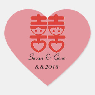 Stickers Coeur Mariage chinois