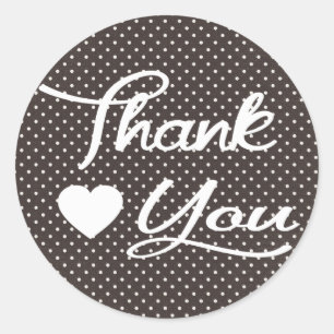 Stickers Coeur Merci Noir Et Blanc Polka
