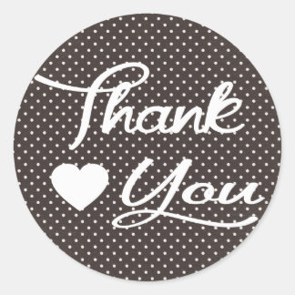 Stickers Coeur Merci Noir Et Blanc Polka