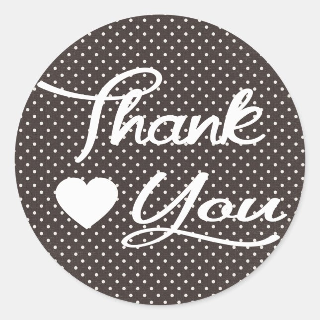 Stickers Coeur Merci Noir Et Blanc Polka (Devant)