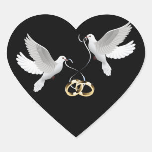 Stickers Coeur Noir Doves mariages