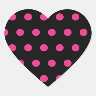Stickers Coeur Pointe Polka (noir et rose néon)