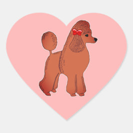 Stickers Coeur rose de caniche standard rouge